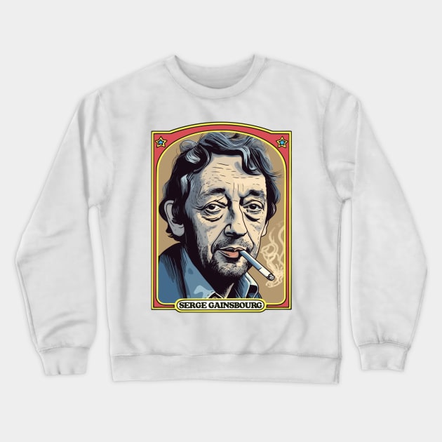 Serge Gainsbourg Retro Illustration Crewneck Sweatshirt by DankFutura